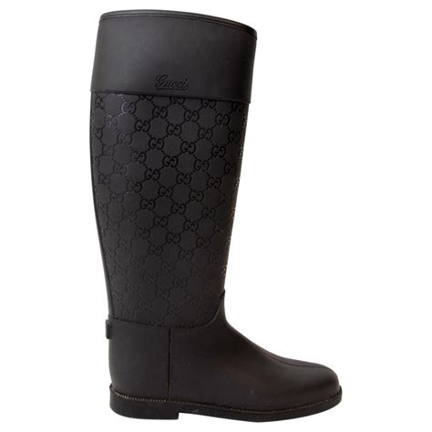 gucci rain boots green|Gucci monogram thigh high boots.